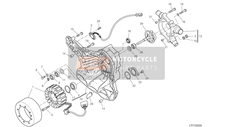 Ducati SUPERSPORT 950 S 2021 Wasserpumpe - Generator - Seite - Kurbelgehäusedeckel für ein 2021 Ducati SUPERSPORT 950 S