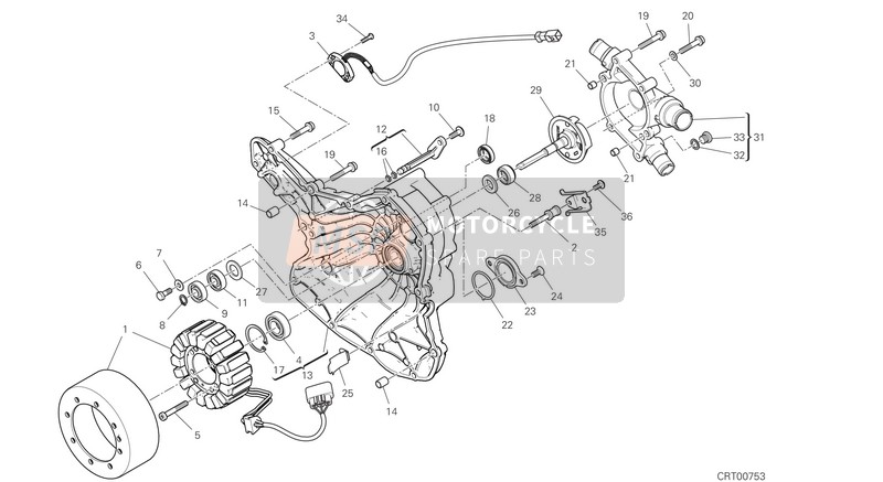 Ducati SUPERSPORT EU 2017 Pompe à eau-altr-Couvercle de carter latéral pour un 2017 Ducati SUPERSPORT EU