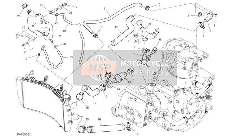 Ducati SUPERSPORT EU 2018 Sistema de refrigeración para un 2018 Ducati SUPERSPORT EU