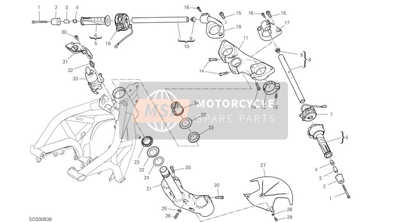 Ducati SUPERSPORT EU 2018 Lenker und Bedienelemente für ein 2018 Ducati SUPERSPORT EU