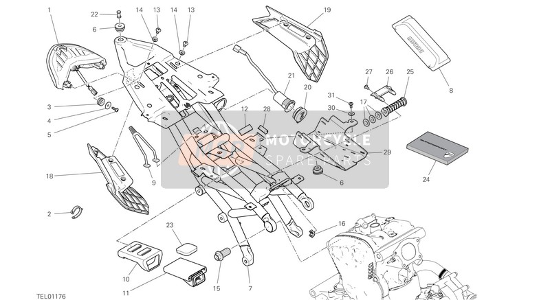 Ducati SUPERSPORT EU 2019 Telaio posteriore Componenti. per un 2019 Ducati SUPERSPORT EU