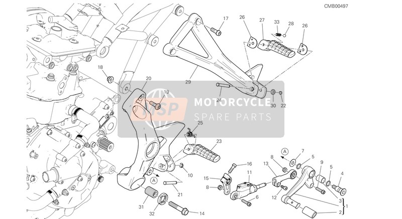 Ducati SUPERSPORT S EU 2017 Footrests, Left for a 2017 Ducati SUPERSPORT S EU