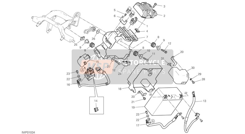 Ducati SUPERSPORT S USA 2017 Support de batterie pour un 2017 Ducati SUPERSPORT S USA