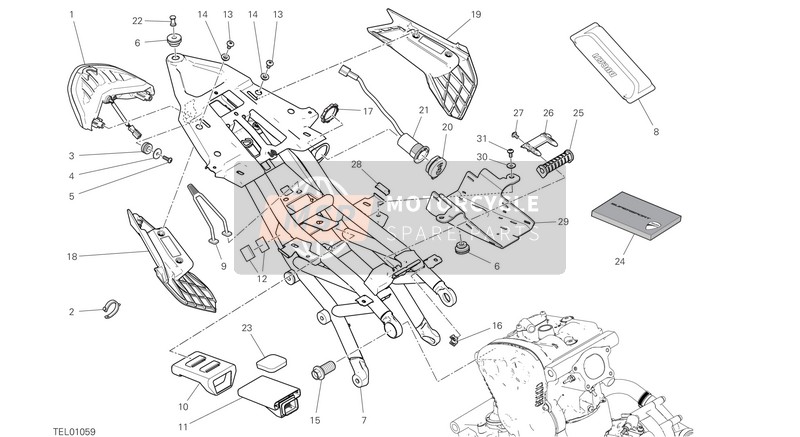 Ducati SUPERSPORT S USA 2017 Rear Frame Compartment for a 2017 Ducati SUPERSPORT S USA