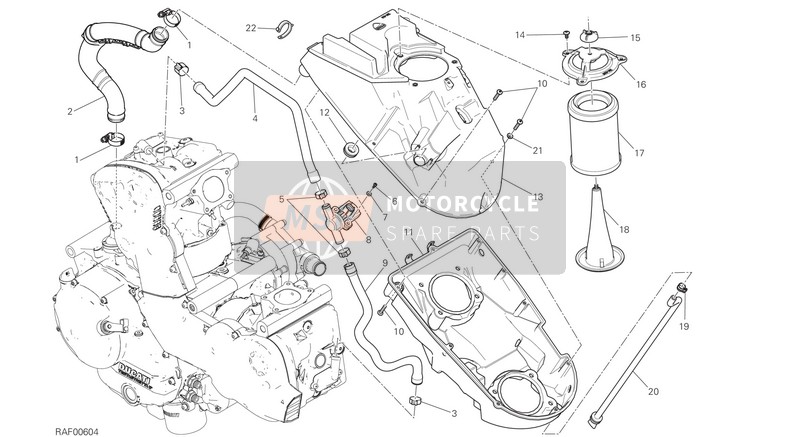 Ducati SUPERSPORT S USA 2019 Toma de aire - Respiradero de aceite para un 2019 Ducati SUPERSPORT S USA