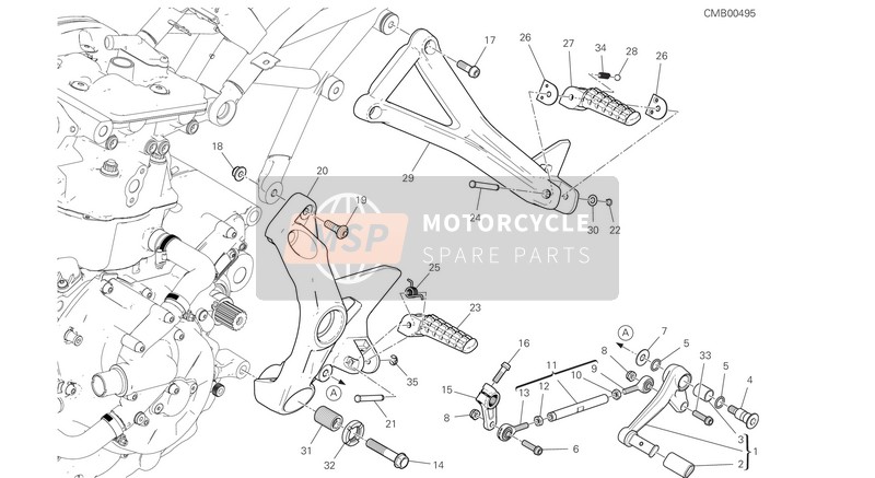 Ducati SUPERSPORT USA 2017 Footrests, Left for a 2017 Ducati SUPERSPORT USA