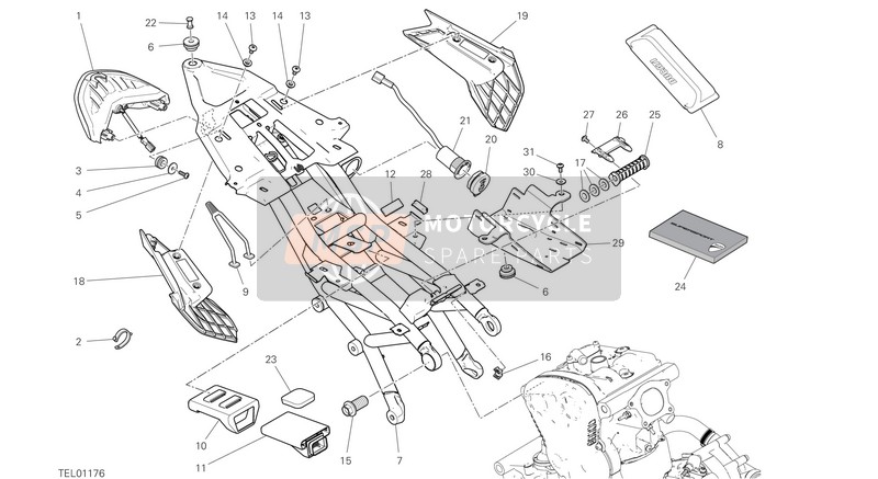 Ducati SUPERSPORT USA 2019 Rear Frame Components. for a 2019 Ducati SUPERSPORT USA
