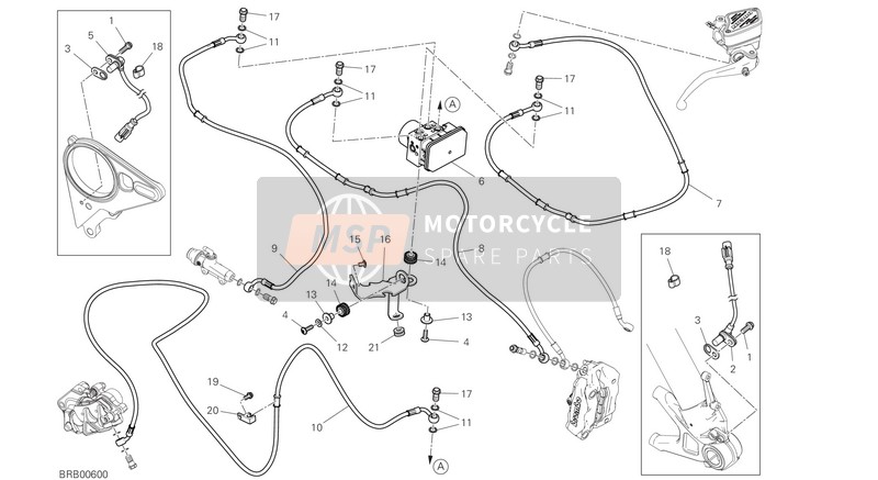 61911361A, Rear Brake Line PUMP-ECU Abs, Ducati, 0