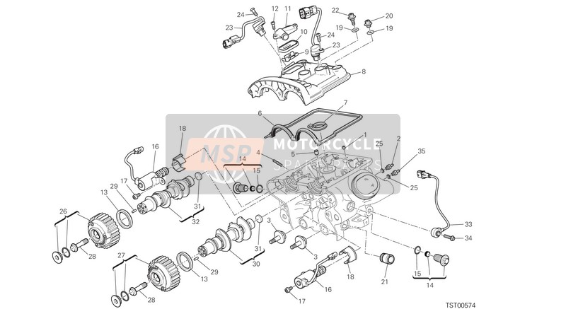 Ducati XDIAVEL 2021 Cabeza de cilindro vertical - Sincronización para un 2021 Ducati XDIAVEL