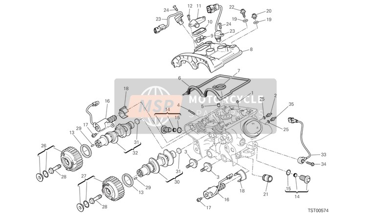 Ducati XDIAVEL 2021 Verticale cilinderkop - Timing voor een 2021 Ducati XDIAVEL