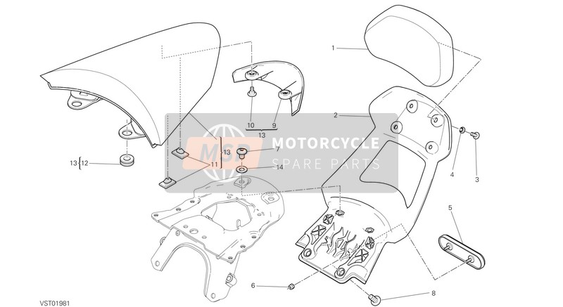 595P3132AD, Pillion Rider Seat, Ducati, 0