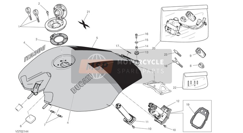 Ducati XDIAVEL BLACK STAR 2021 Benzinetank voor een 2021 Ducati XDIAVEL BLACK STAR