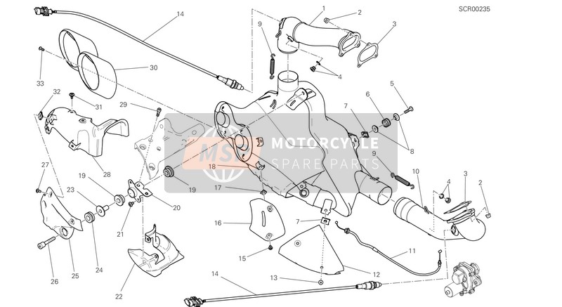 57014613A, Horizontal Head Exhaust Pipe - No Co, Ducati, 0