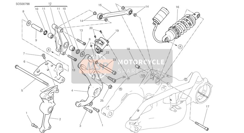 8291E961A, Tank Ondersteuning, Ducati, 0