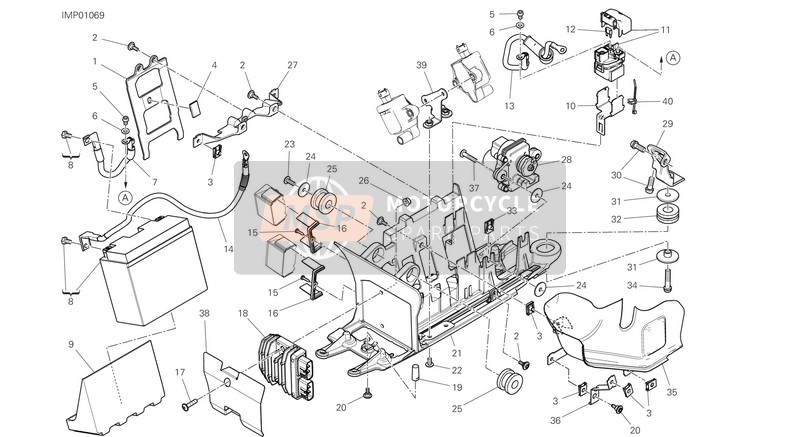 Ducati XDIAVEL EU 2020 Battery Holder for a 2020 Ducati XDIAVEL EU