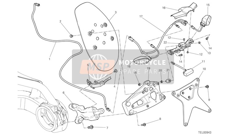 Ducati XDIAVEL S EU 2016 Support de plaque pour un 2016 Ducati XDIAVEL S EU