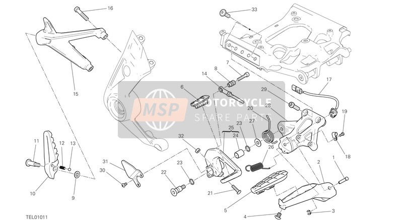 Ducati XDIAVEL S EU 2017 Footrests, Right for a 2017 Ducati XDIAVEL S EU