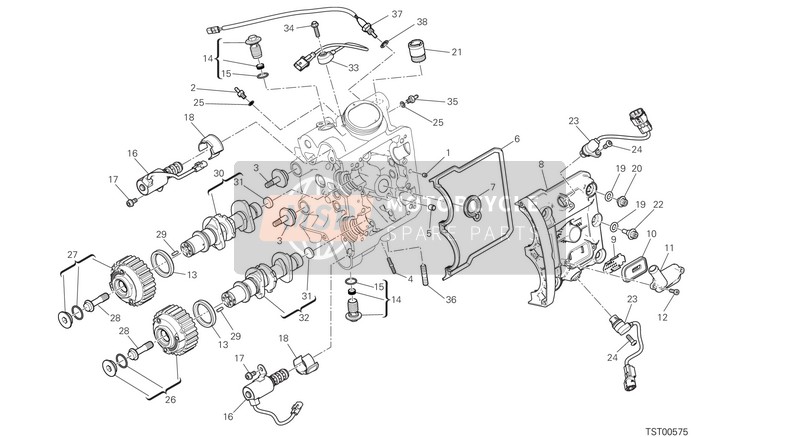 Ducati XDIAVEL S EU 2019 Tête horizontale – Système de chronométrage pour un 2019 Ducati XDIAVEL S EU