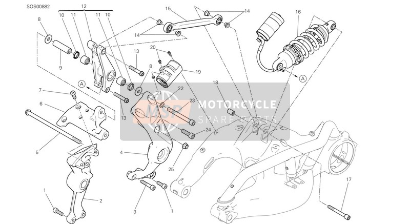 Ducati XDIAVEL S EU 2019 REAR SHOCK ABSORBER for a 2019 Ducati XDIAVEL S EU