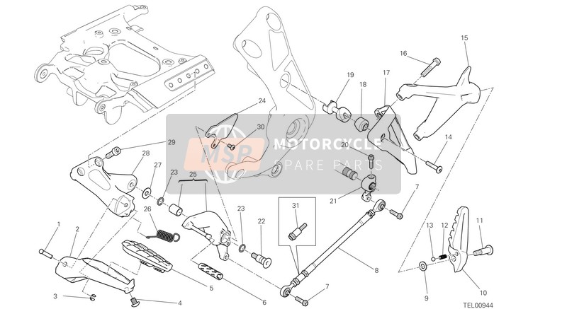 Ducati XDIAVEL S USA 2016 Repose-pieds, La gauche pour un 2016 Ducati XDIAVEL S USA