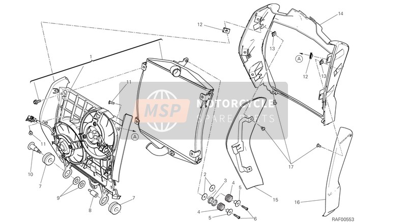 Ducati XDIAVEL S USA 2016 Refroidisseur d'eau pour un 2016 Ducati XDIAVEL S USA