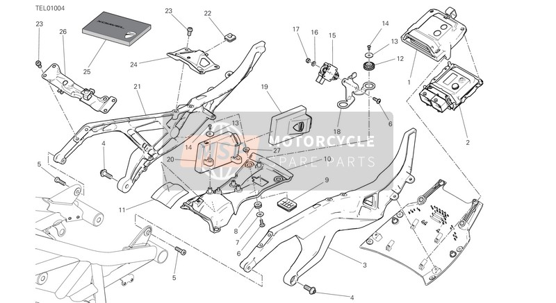 Ducati XDIAVEL S USA 2020 Rear Frame Components. for a 2020 Ducati XDIAVEL S USA