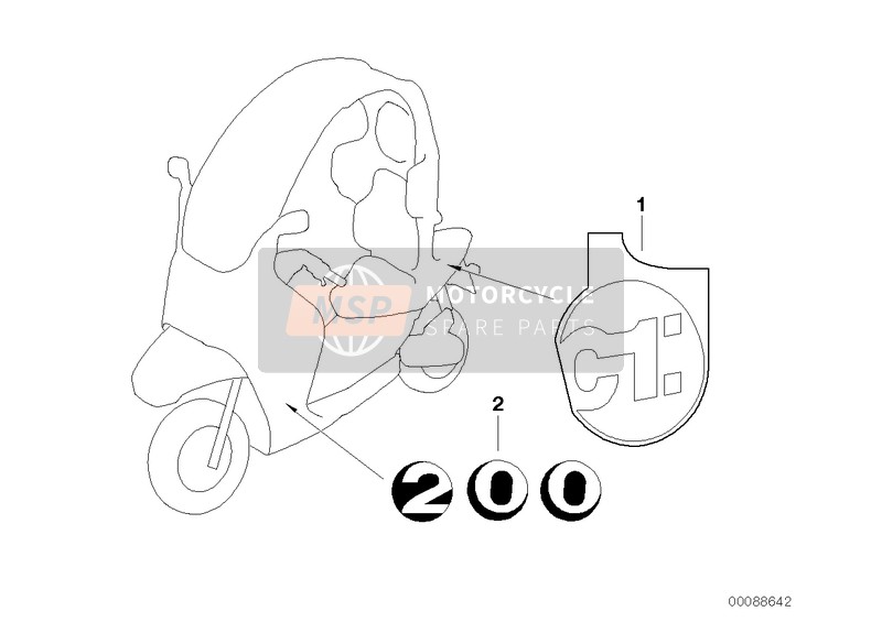 BMW C 1 (0191) 2002 Pegatina para un 2002 BMW C 1 (0191)