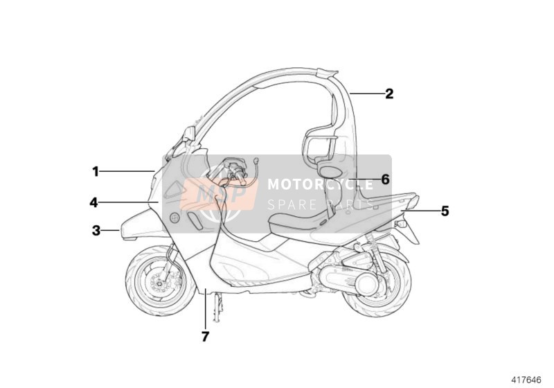 BMW C 1 (0191) 2003 Onderdelen gegrond 1 voor een 2003 BMW C 1 (0191)