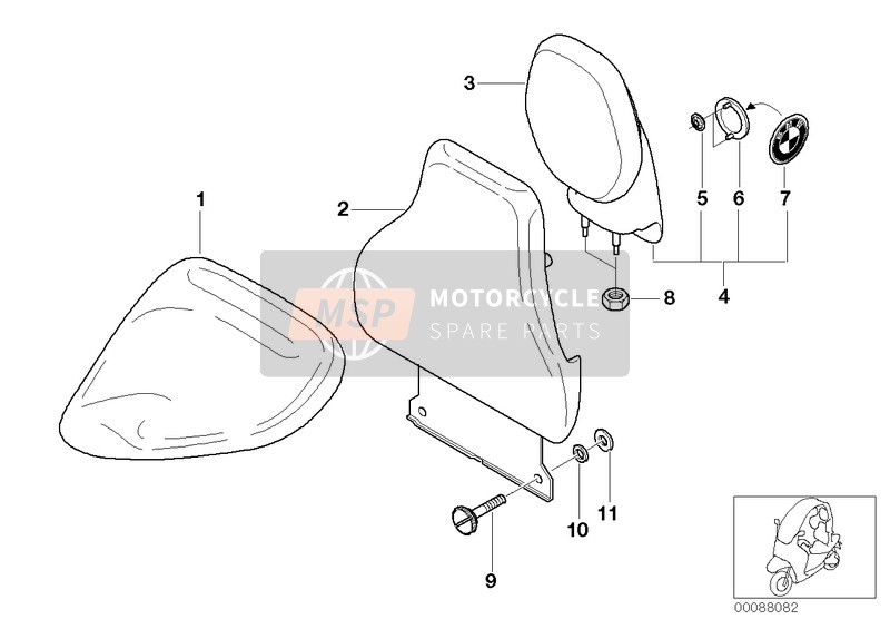 BMW C 1 (0191) 2002 Dossier de siege conducteur pour un 2002 BMW C 1 (0191)