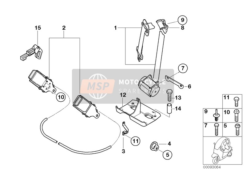 BMW C 1 (0191) 2002 Cinturos de seguridad para un 2002 BMW C 1 (0191)