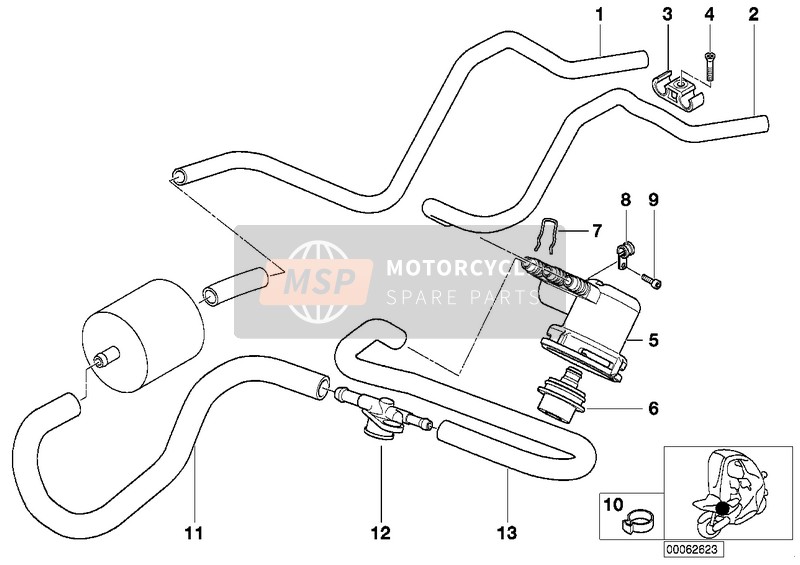 BMW C 1 (0191) 2002 FUEL LINES AND PRESSURE REGULATOR for a 2002 BMW C 1 (0191)