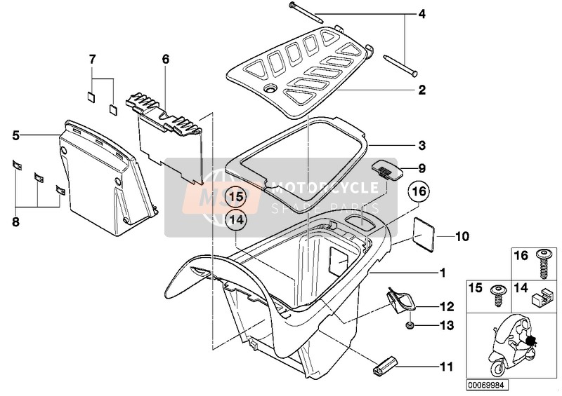 BMW C 1 (0191) 2000 STORAGE COMPARTMENT REAR for a 2000 BMW C 1 (0191)