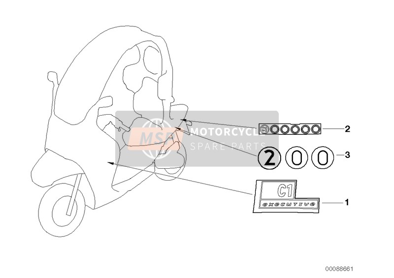 BMW C 1 200 (0192) 2000 Etiqueta Executive para un 2000 BMW C 1 200 (0192)