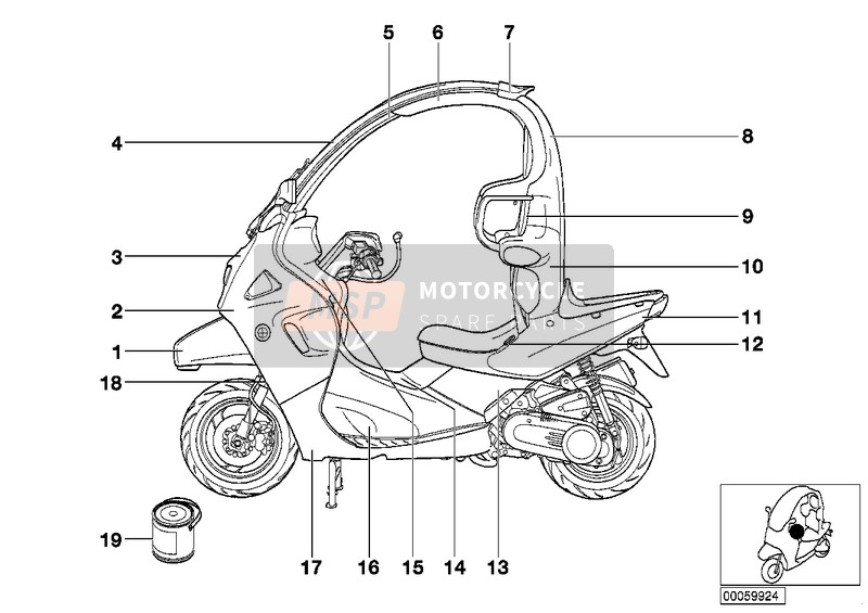 BMW C 1 200 (0192) 2000 PAINTED PARTS 774 GRAPHIT for a 2000 BMW C 1 200 (0192)
