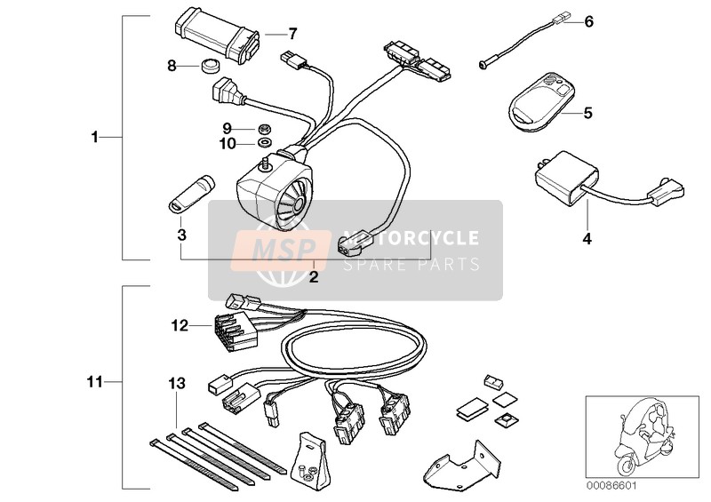 BMW C 1 200 (0192) 2000 Sistemas de alarma para un 2000 BMW C 1 200 (0192)