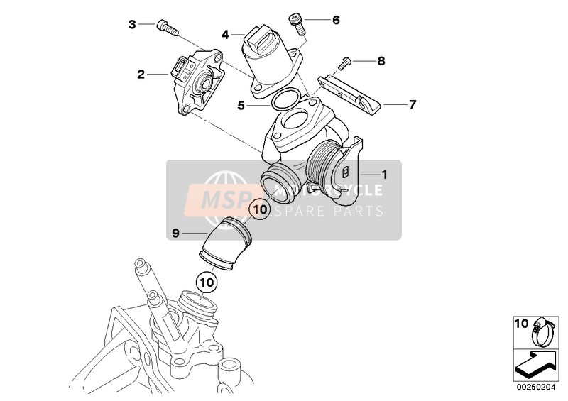 BMW C 1 200 (0192) 2000 Tubo de la válvula de estrangulación para un 2000 BMW C 1 200 (0192)