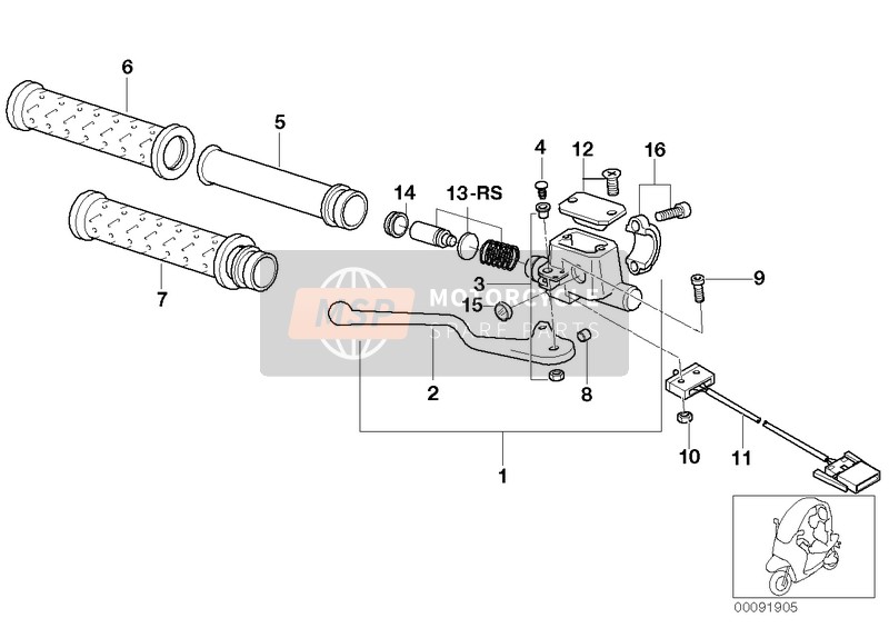 BMW C 1 200 (0192) 2000 HANDLE UNIT, RIGHT for a 2000 BMW C 1 200 (0192)