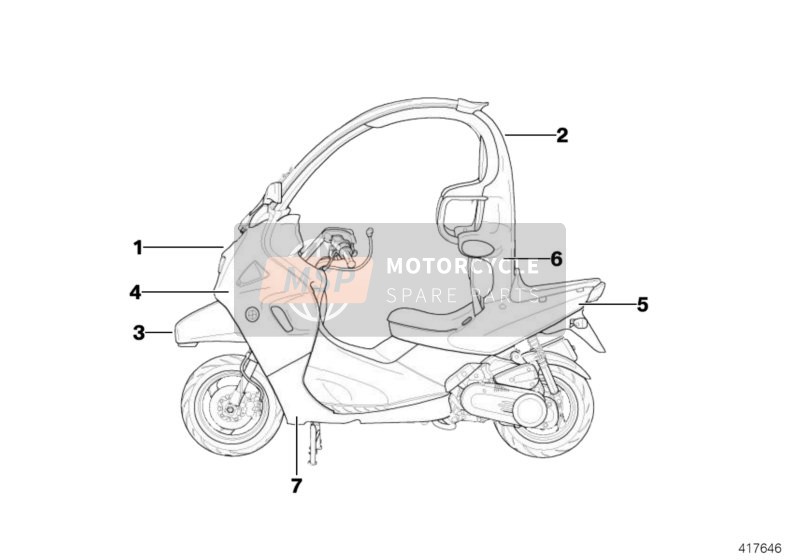 BMW C 1 200 (0192) 2002 PRIMED PARTS 1 for a 2002 BMW C 1 200 (0192)