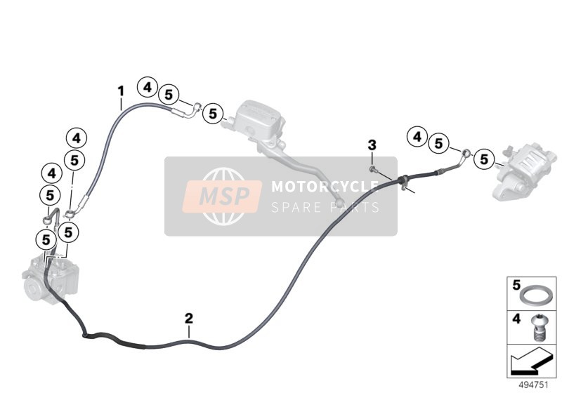 BMW C 400 GT (0C06, 0C16) 2018 Lignes de frein arrière pour un 2018 BMW C 400 GT (0C06, 0C16)