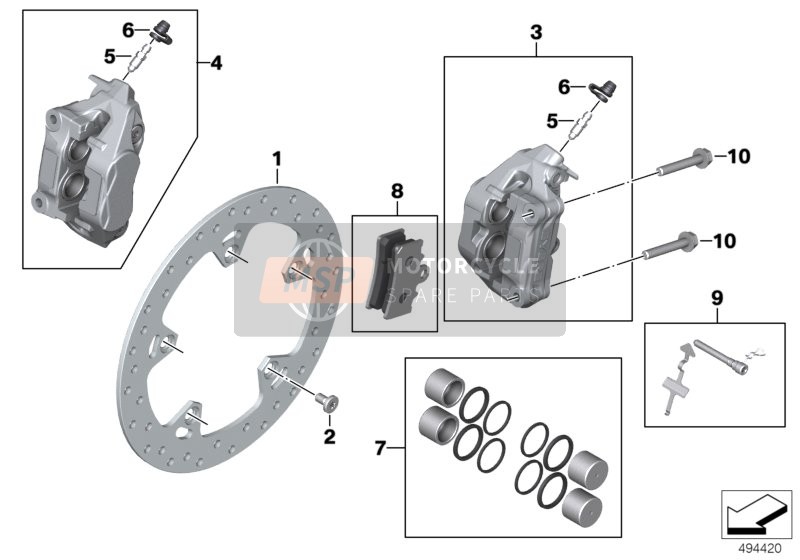 BMW C 400 X (0C09, 0C19) 2018 FRONT WHEEL BRAKE for a 2018 BMW C 400 X (0C09, 0C19)