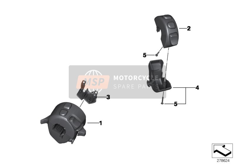 BMW C 600 Sport (0131, 0132) 2012 Gecombineerde schakelaar aan stuurhendel voor een 2012 BMW C 600 Sport (0131, 0132)