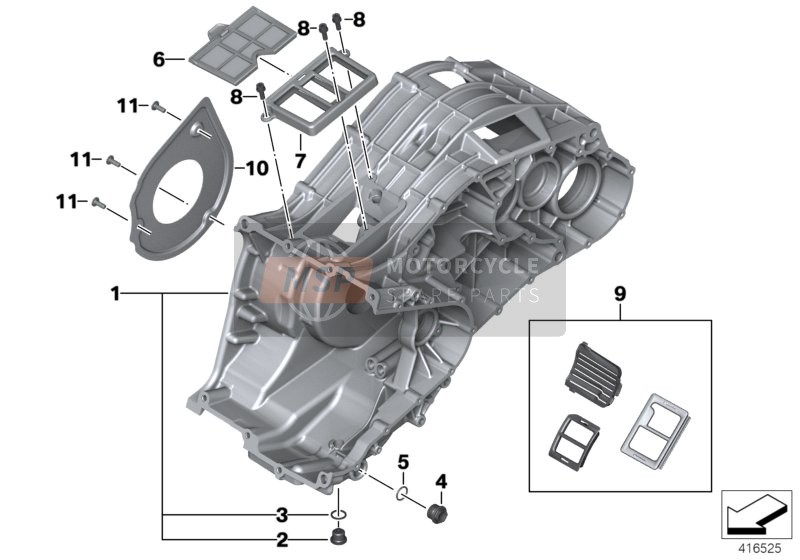 BMW C 650 GT (0133, 0134) 2012 Motorbehuizing, achterzijde voor een 2012 BMW C 650 GT (0133, 0134)