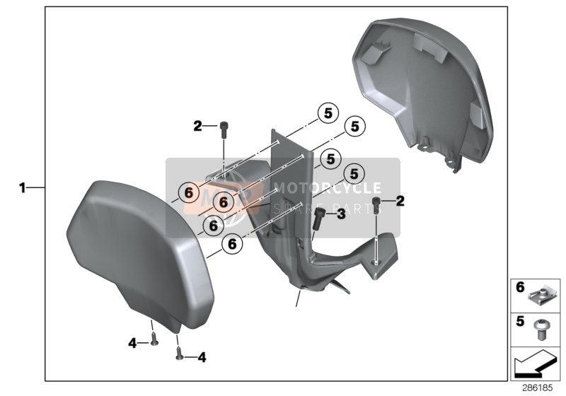 BMW C 650 GT (0133, 0134) 2012 Rugleuning voor een 2012 BMW C 650 GT (0133, 0134)