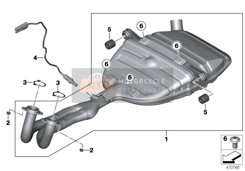 BMW C 650 GT (0133, 0134) 2013 Exhaust System Parts with Mounts for a 2013 BMW C 650 GT (0133, 0134)