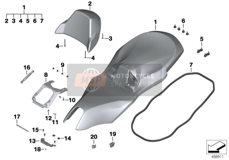 BMW C 650 GT 16 (0C05, 0C15) 2019 Siège banquette pour un 2019 BMW C 650 GT 16 (0C05, 0C15)