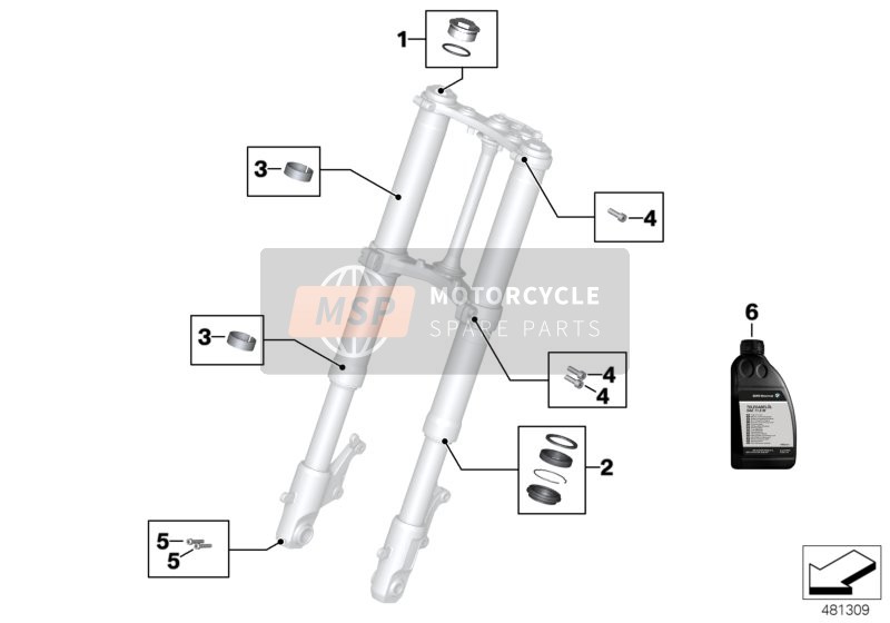 BMW C 650 GT 16 (0C05, 0C15) 2014 Service fourche télescopique pour un 2014 BMW C 650 GT 16 (0C05, 0C15)