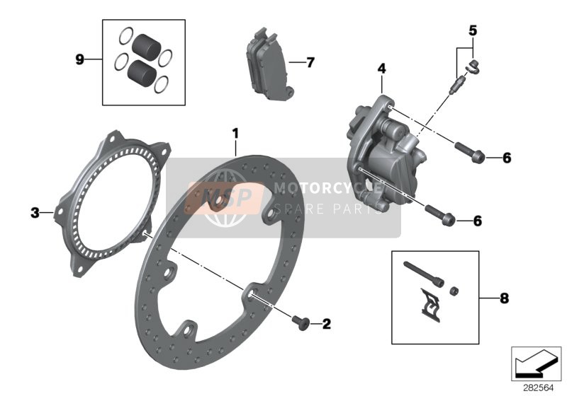 BMW C 650 GT 16 (0C05, 0C15) 2017 Freno de rueda delantera para un 2017 BMW C 650 GT 16 (0C05, 0C15)