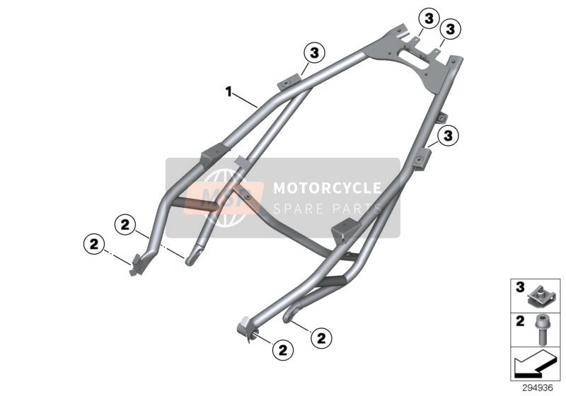 BMW C 650 Sport 16 (0C04, 0C14) 2016 Cadre arrière pour un 2016 BMW C 650 Sport 16 (0C04, 0C14)