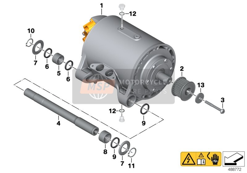 Electric Motor with Swing Arm Bearing