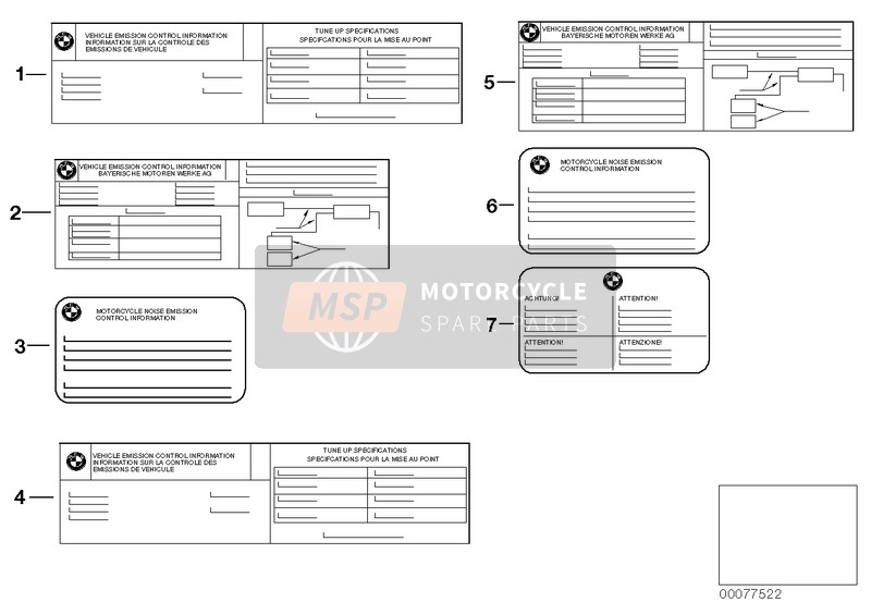 BMW F 650 97 (0162) 2000 LABELS for a 2000 BMW F 650 97 (0162)